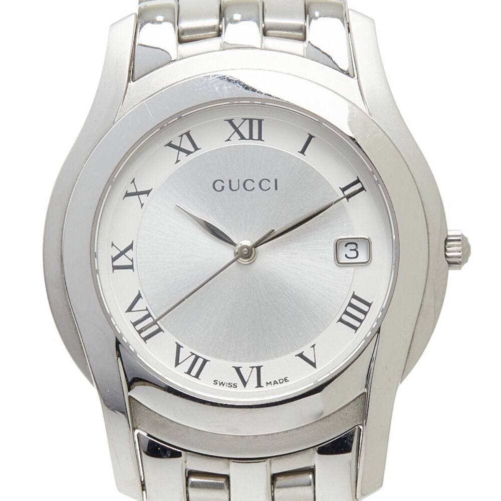 Gucci G-Class 5500M Quartz Watch, Silver Dial, Stainless Steel, Women's Watch.